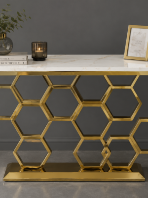 Hexagon Gold Console Table