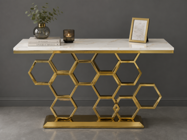 Hexagon Gold Console Table