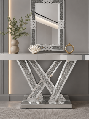 Luxury Mirrored Console Table with Mirror