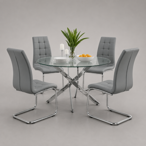 Modern Glass Dining Table Set