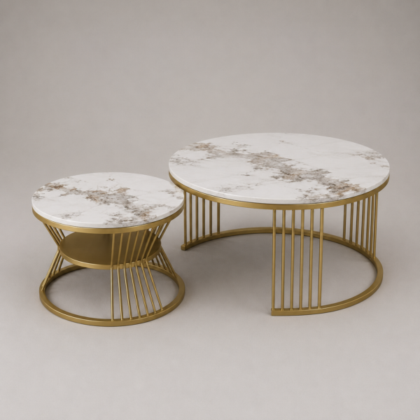 Marble Top Coffee Table Set