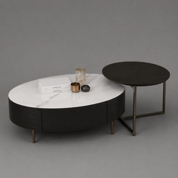 Modern Oval Coffee Table Set