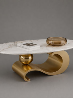 Modern Marble & Gold Coffee Table