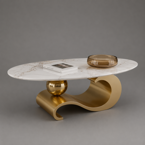 Modern Marble & Gold Coffee Table