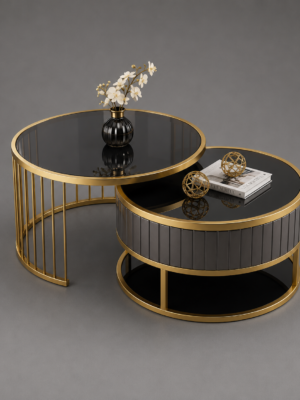 Modern Gold Nesting Coffee Table Set