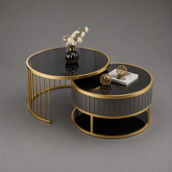 Modern Gold Nesting Coffee Table Set