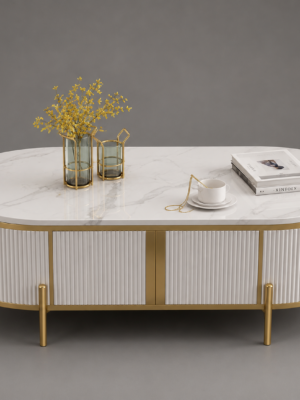 Modern Oval Marble Coffee Table
