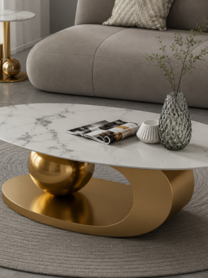 Modern Marble & Gold Coffee Table