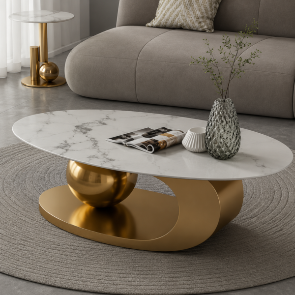Modern Marble & Gold Coffee Table