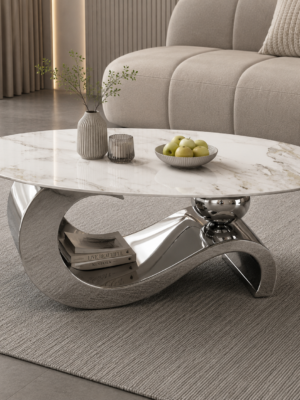 Modern Marble & Chrome Coffee Table