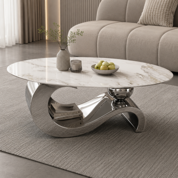 Modern Marble & Chrome Coffee Table