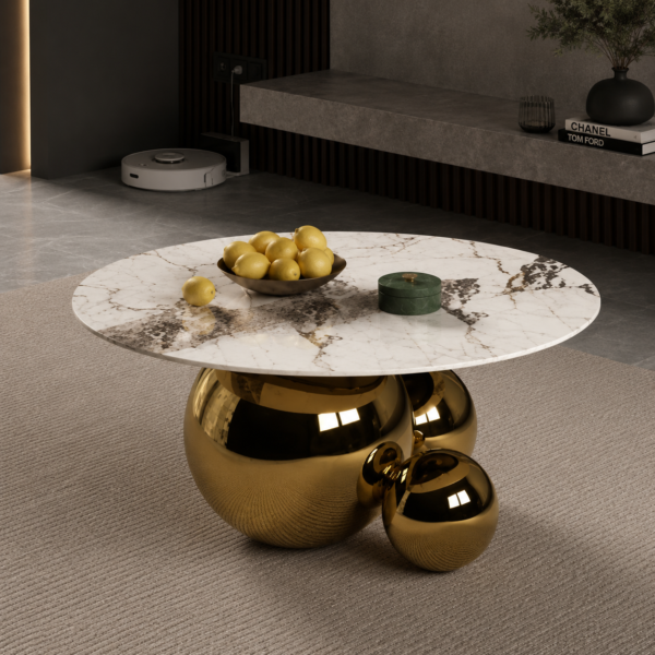 Modern Marble & Gold Coffee Table
