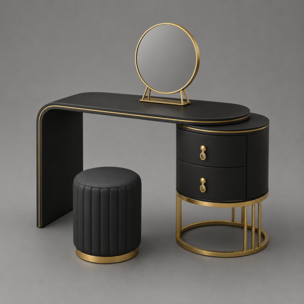 Luxury Black Vanity Table Set