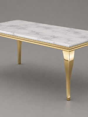 Gold Trim Marble Dining Table