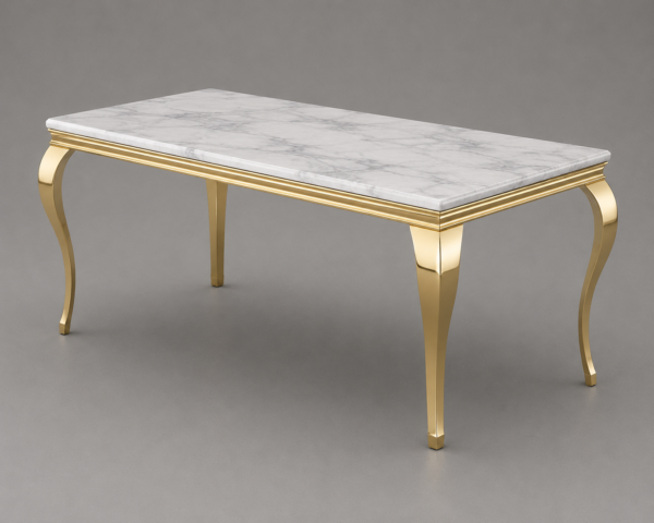 Gold Trim Marble Dining Table