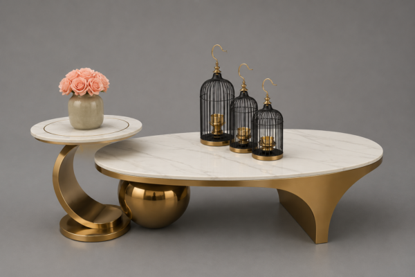 Modern Marble Coffee Table Set