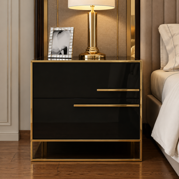Luxury Black & Gold Nightstand