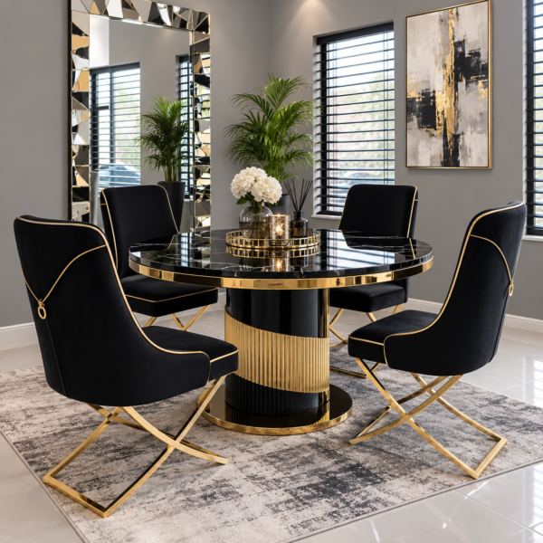 Luxury Black & Gold Dining Set