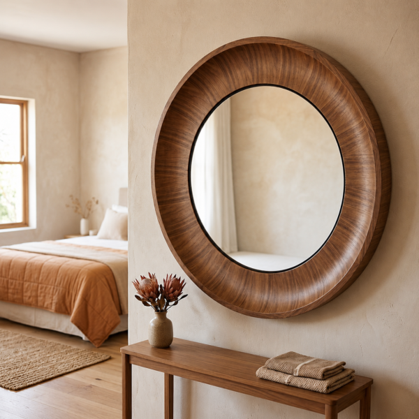 mir 1 Curved Wooden Round Mirror