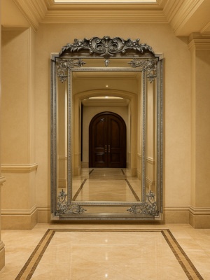 Ornate Silver Frame Full Length Wall Mirror