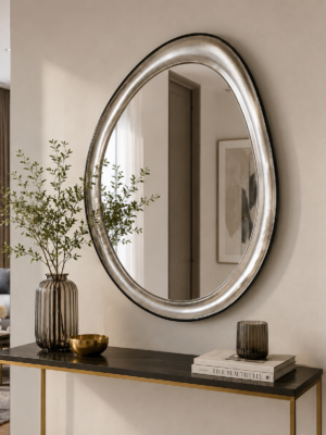 Luna Organic Wall Mirror – Silver Finish