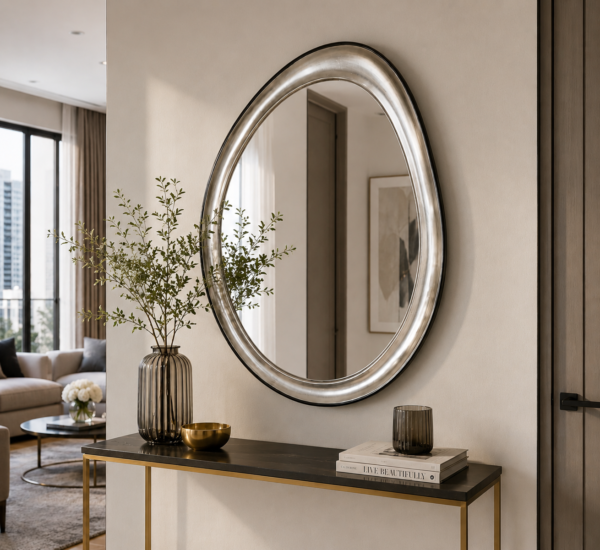 Luna Organic Wall Mirror – Silver Finish