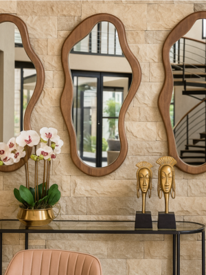 3 Set Mirrors With Wooden Frame