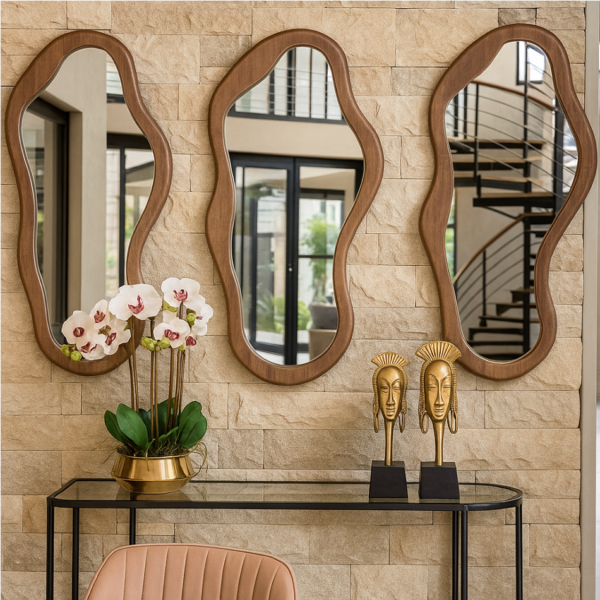 3 Set Mirrors With Wooden Frame