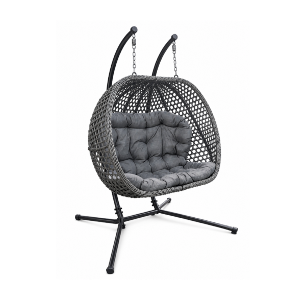 out 3 Alston 2 seater Dark Grey Garden Hanging Egg Chair