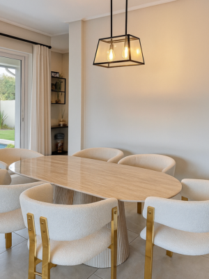 Travertine 6 seater dining set