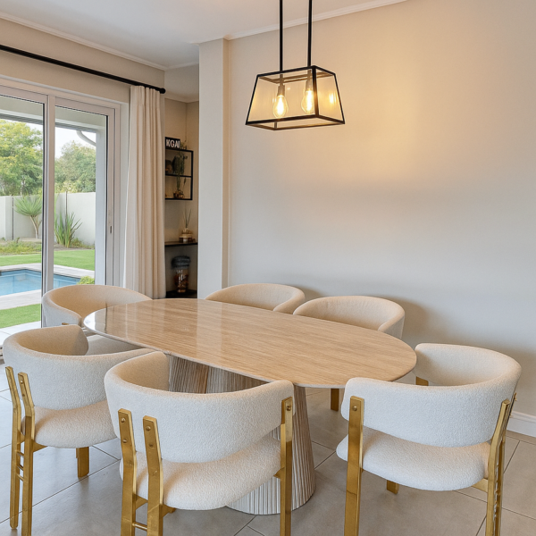 set 17 Travertine 6 seater dining set