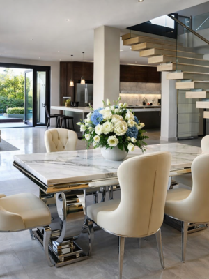 Trevor marble stone top 6 seater dining set