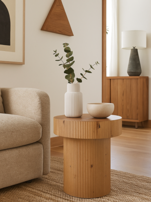 Corrugated Wood Side Table