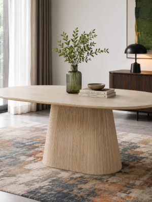 Elara Fluted Ceramic Top dining table