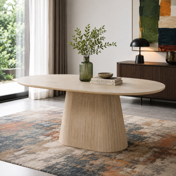 Elara Fluted Ceramic Top dining table