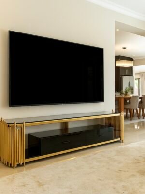 Aris Gold TV Stand With 2 Drawers